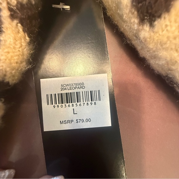 NWT bebe Women's Leopard Cowl Neck Sweater - Cream and Brown Size Large - Picture 7 of 10